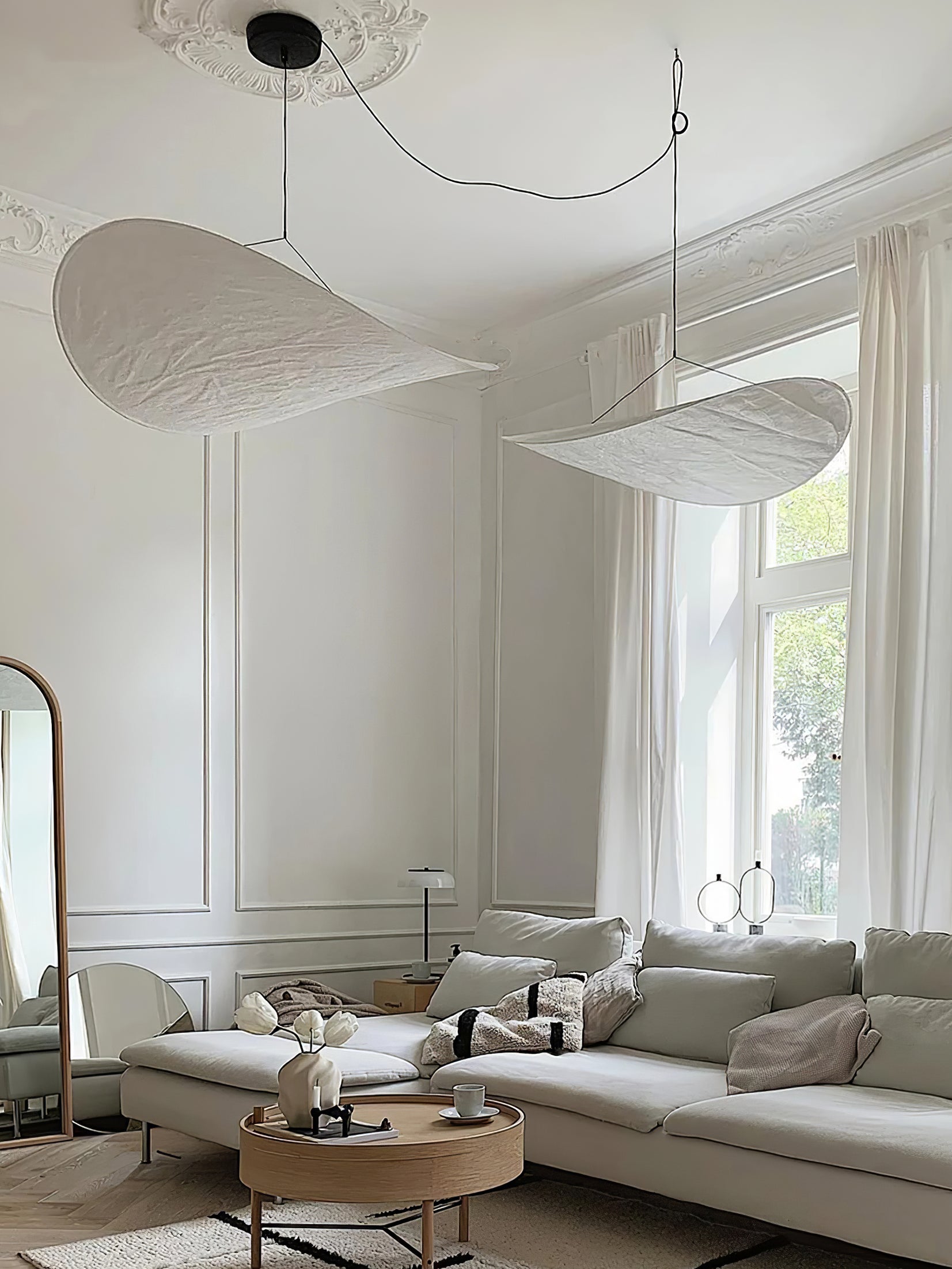Tense Cloud Pendant Light 31.4 in LED White Ceiling Living Room Dining Modern Hanging Lamp Soft Diffuser Adjustable | Thomler