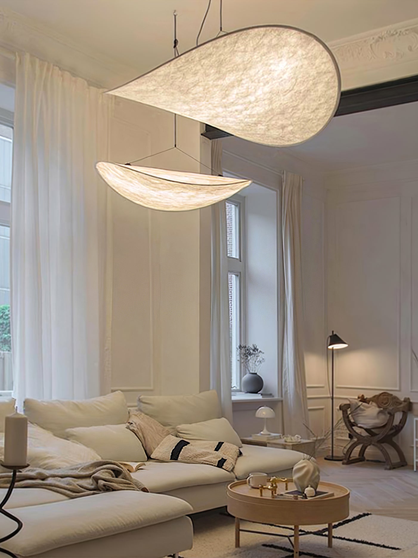 Tense Cloud Pendant Light 31.4 in LED White Ceiling Living Room Dining Modern Hanging Lamp Soft Diffuser Adjustable | Thomler