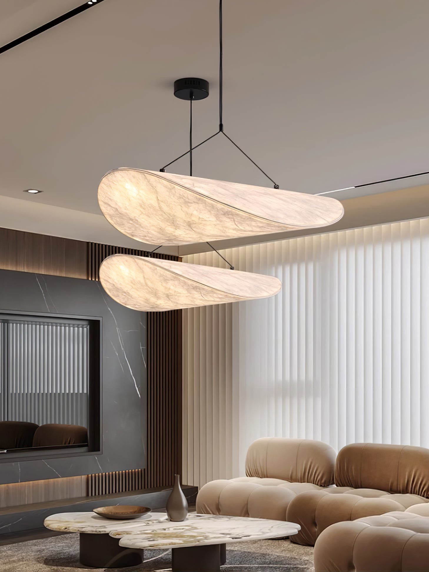 Tense Cloud Pendant Light 31.4 in LED White Ceiling Living Room Dining Modern Hanging Lamp Soft Diffuser Adjustable | Thomler