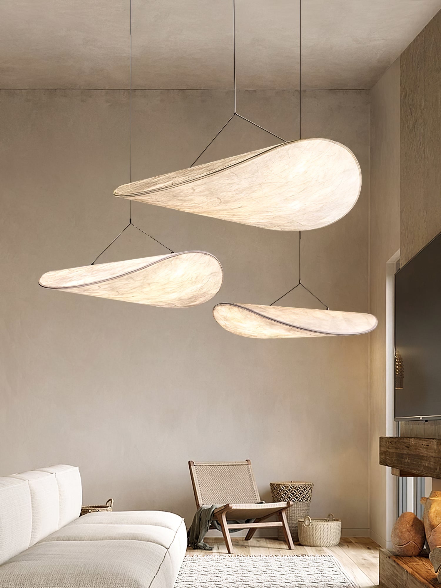 Tense Cloud Pendant Light 31.4 in LED White Ceiling Living Room Dining Modern Hanging Lamp Soft Diffuser Adjustable | Thomler