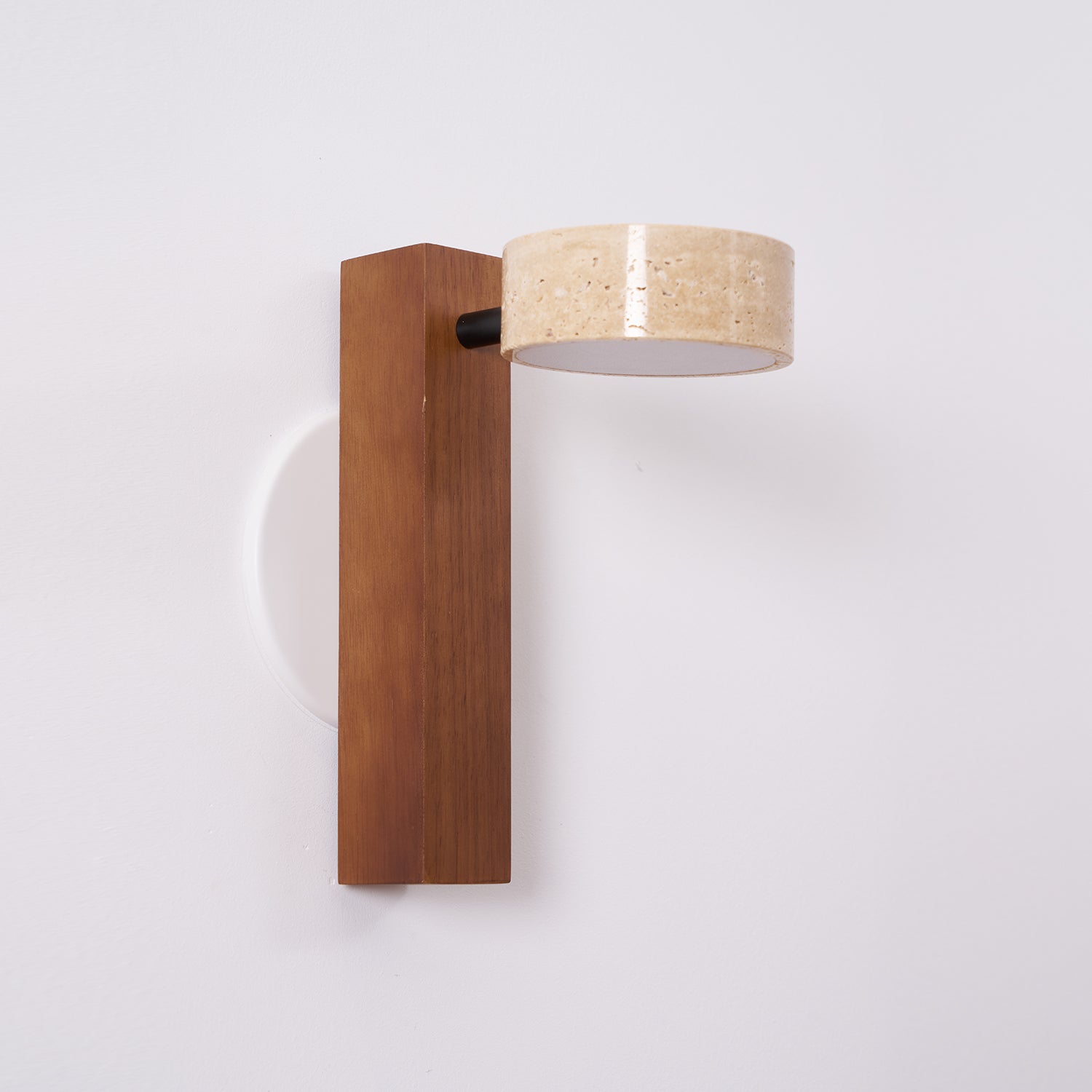Wall Light Wood Yellow Travertine 9 in Tilted LED Indoor Bathroom Accent Lighting Modern | Thomler