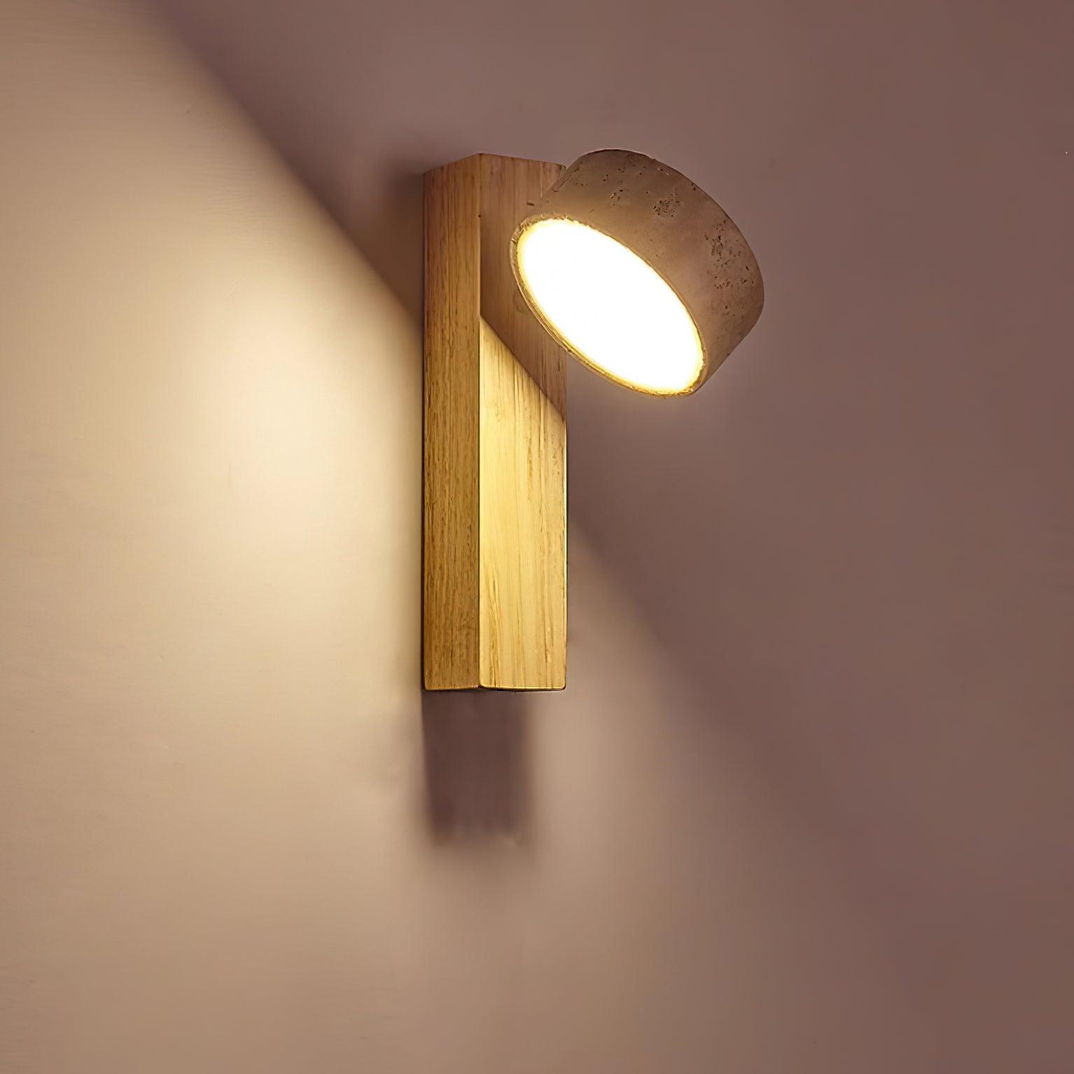 Wall Light Wood Yellow Travertine 9 in Tilted LED Indoor Bathroom Accent Lighting Modern | Thomler