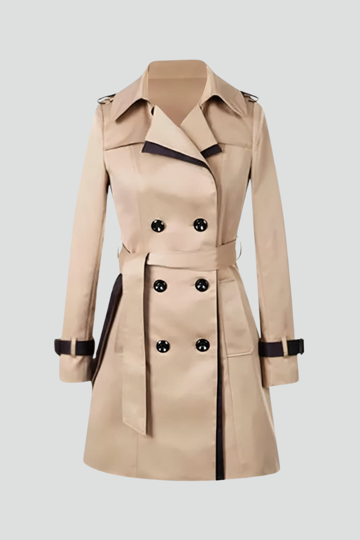 Belted Knee-Length Overcoat with Tailored Fit & Dimensional Fabric | Thomler
