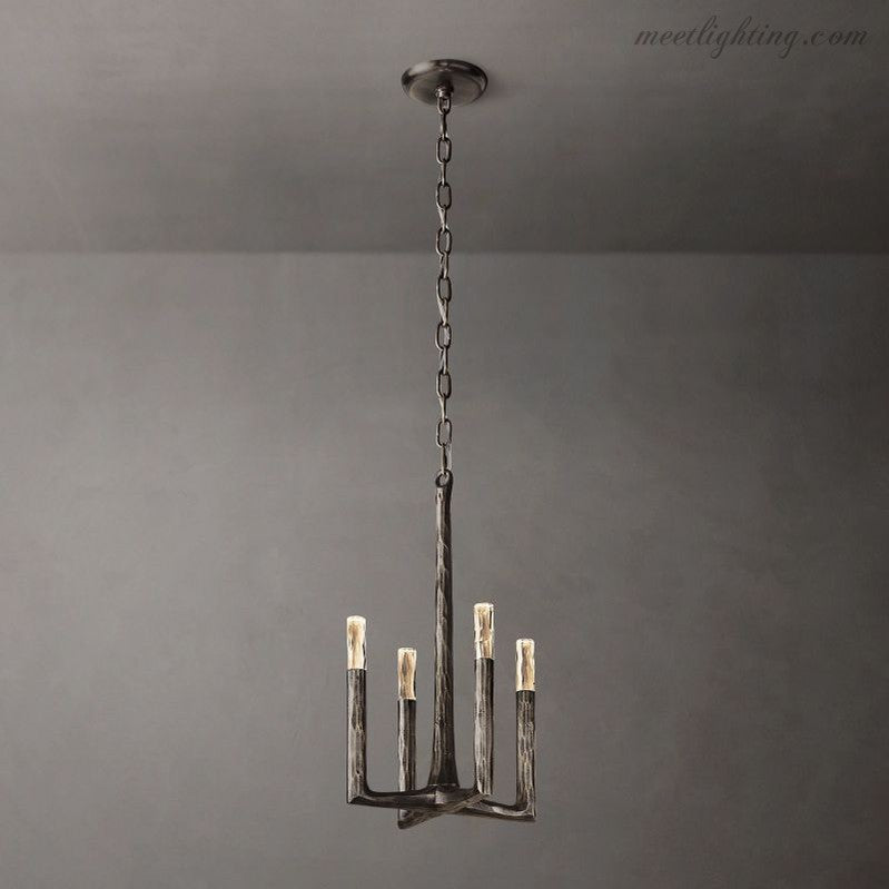 Handcrafted Metal Dome Pendant Light with Glass Diffusers for Kitchen Island and Dining Room – 4-Light Ceiling Fixture, Adjustable Height | Thomler