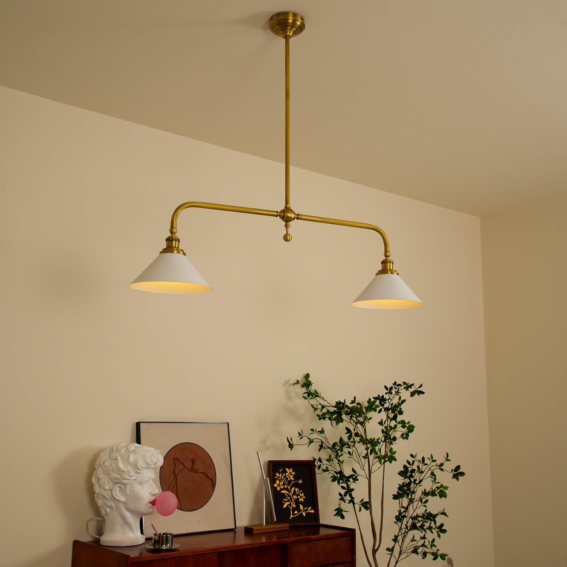 Pendant Light Aluminum Ceramic 40 in Adjustable Dining Table Island Hanging Ceiling Lamp White Modern Minimalist Lighting | Thomler
