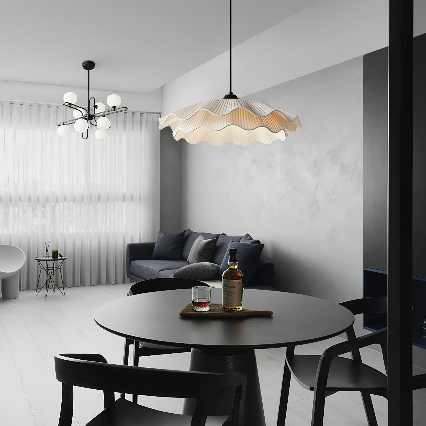 Pendant Light Brass 21.7 in Adjustable Ceiling Light Beige Black Living Room Dining Room Modern Minimalist Hanging Lamp | Thomler