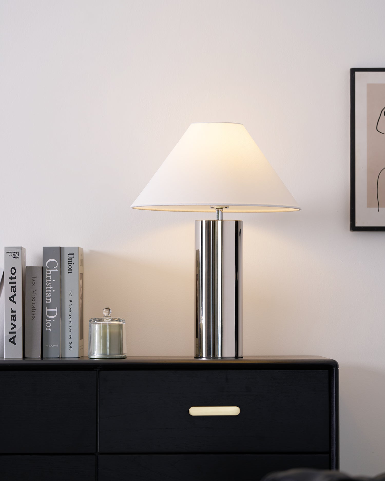 Table Lamp Cloth Iron 15.7 in White Modern Desk Bedroom Nightstand Reading Light | Thomler