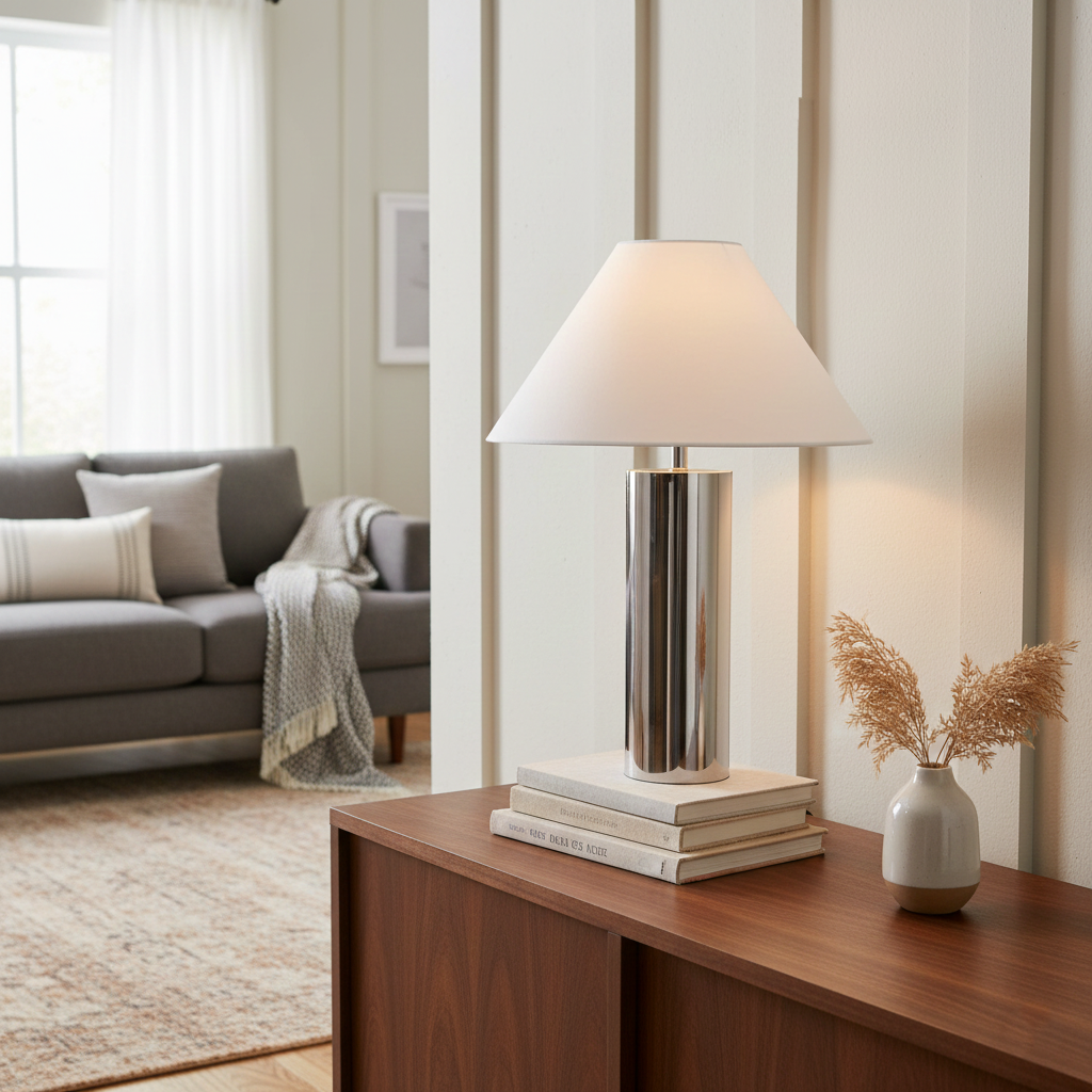 Table Lamp Cloth Iron 15.7 in White Modern Desk Bedroom Nightstand Reading Light | Thomler