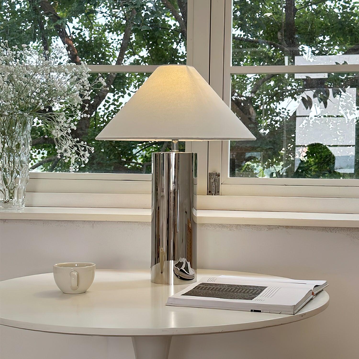 Table Lamp Cloth Iron 15.7 in White Modern Desk Bedroom Nightstand Reading Light | Thomler