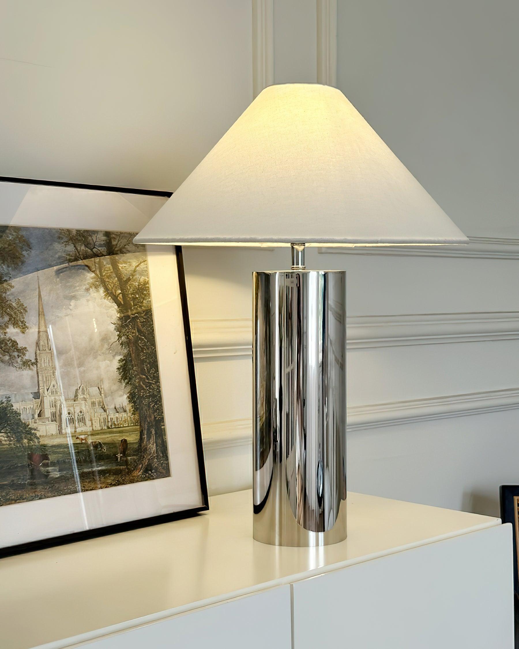 Table Lamp Cloth Iron 15.7 in White Modern Desk Bedroom Nightstand Reading Light | Thomler
