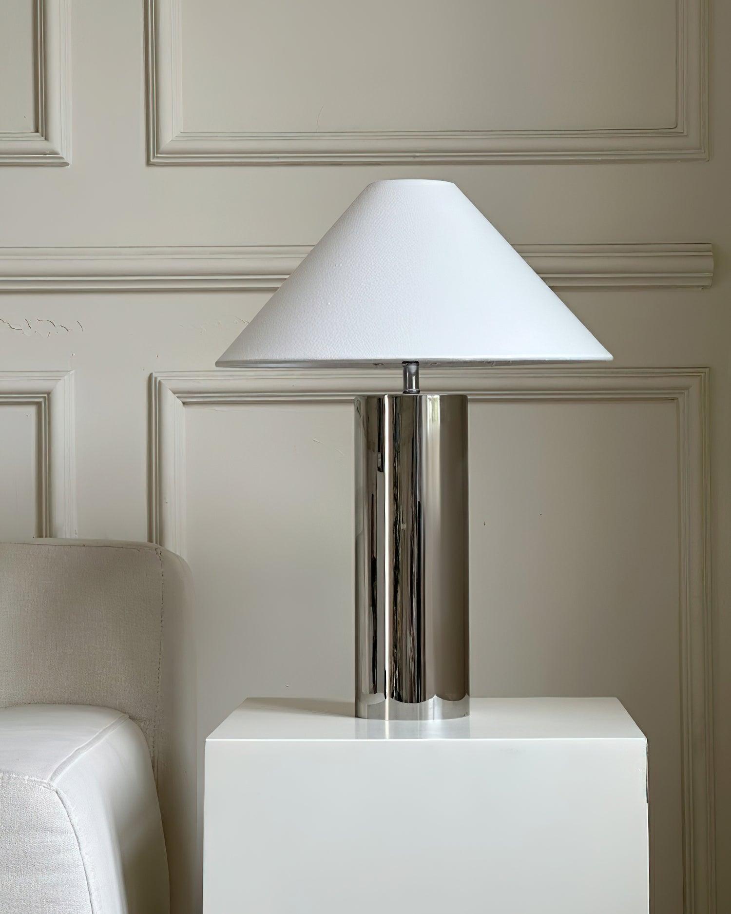 Table Lamp Cloth Iron 15.7 in White Modern Desk Bedroom Nightstand Reading Light | Thomler