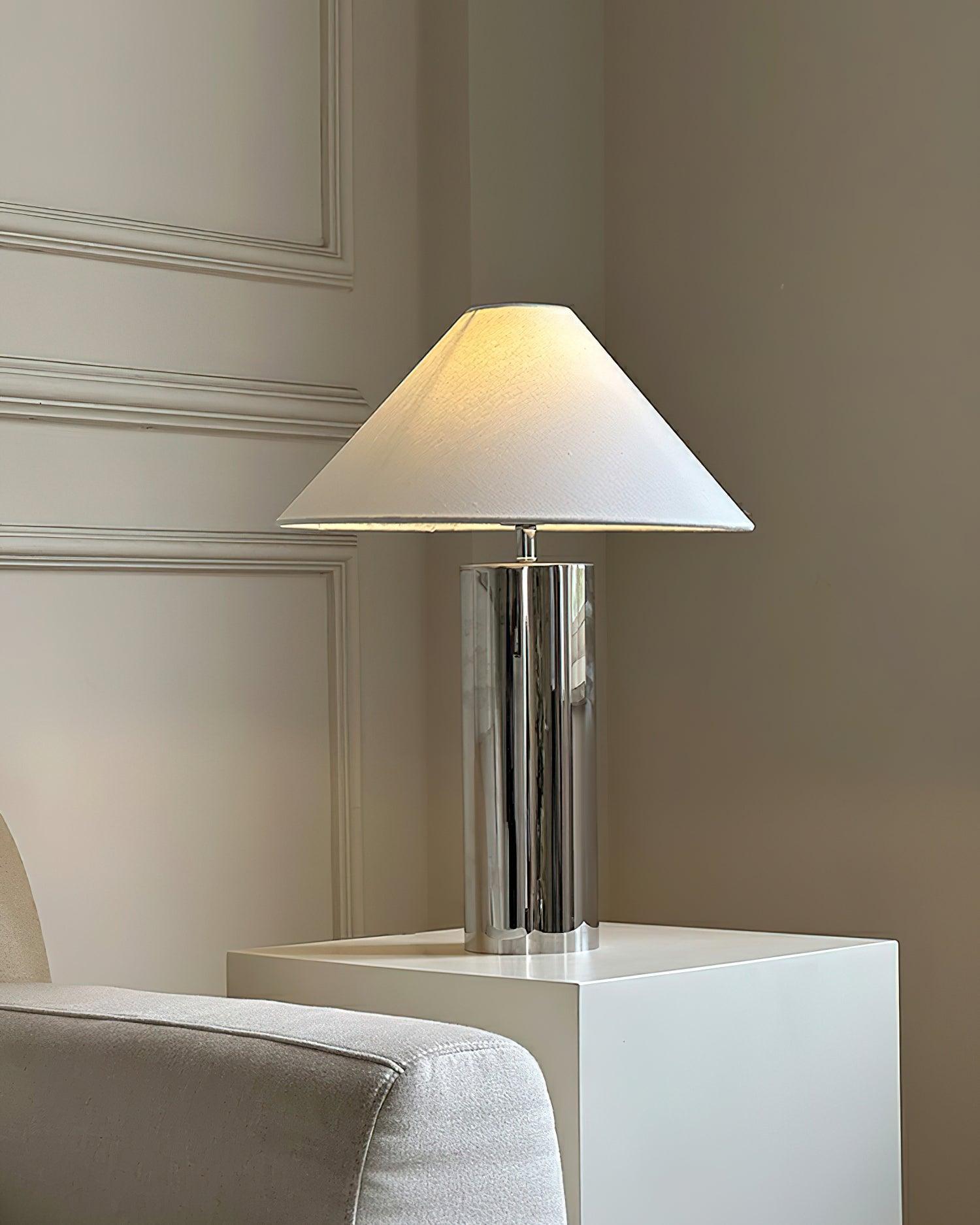 Table Lamp Cloth Iron 15.7 in White Modern Desk Bedroom Nightstand Reading Light | Thomler