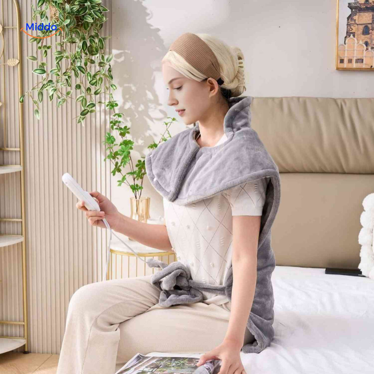 Electric Heating Wrap for Neck, Shoulders & Back – 6 Temperature Settings, Auto Shutoff, Machine Washable | Thomler