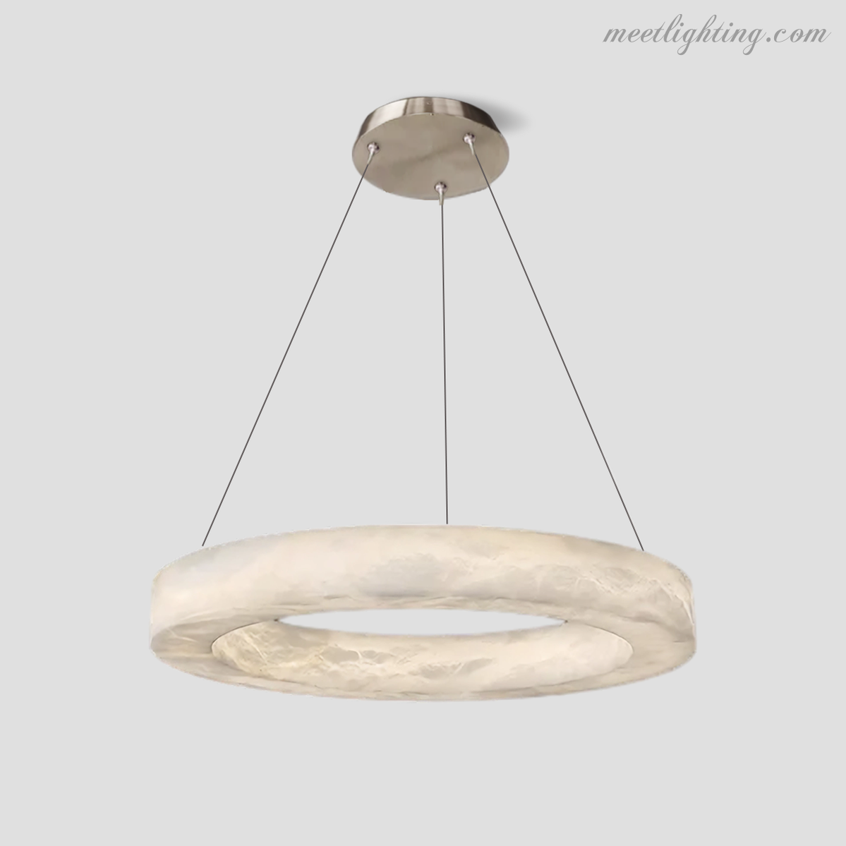 Circular Alabaster LED Ceiling Light with Brass Frame for Dining Room & Living Room | Modern Flush Mount Fixture | Thomler