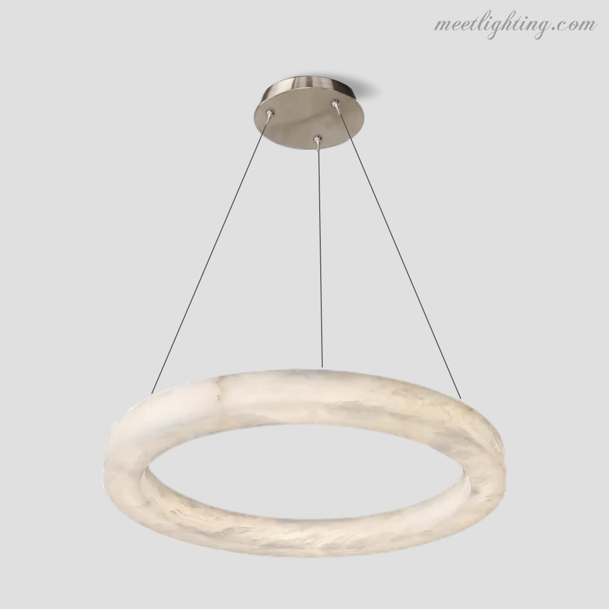 Circular Alabaster LED Ceiling Light with Brass Frame for Dining Room & Living Room | Modern Flush Mount Fixture | Thomler