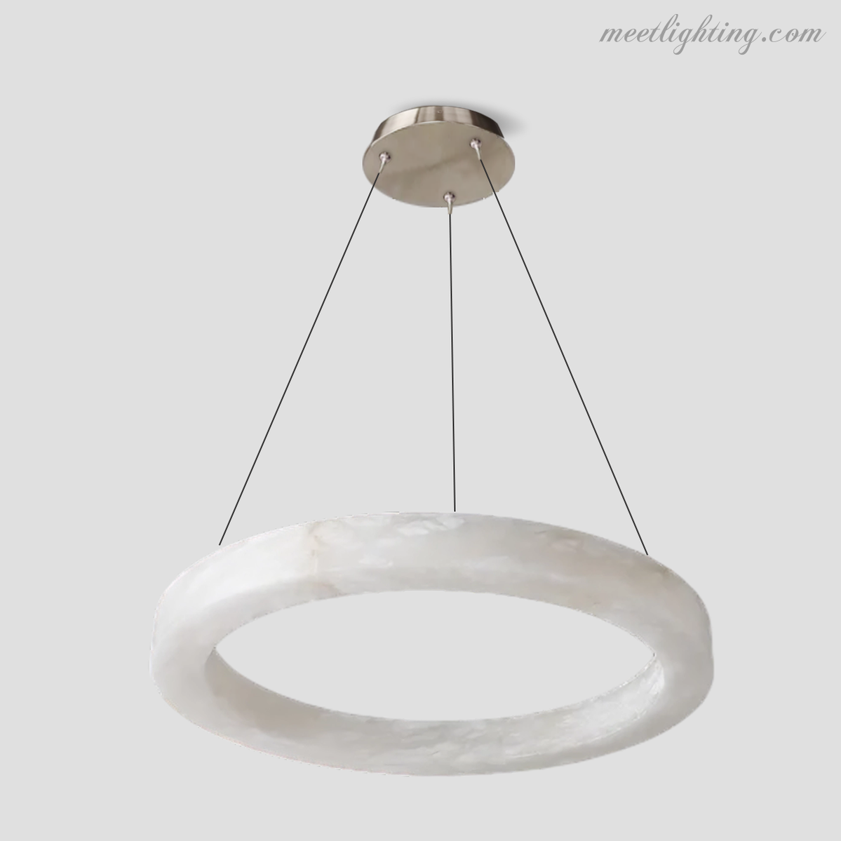 Circular Alabaster LED Ceiling Light with Brass Frame for Dining Room & Living Room | Modern Flush Mount Fixture | Thomler