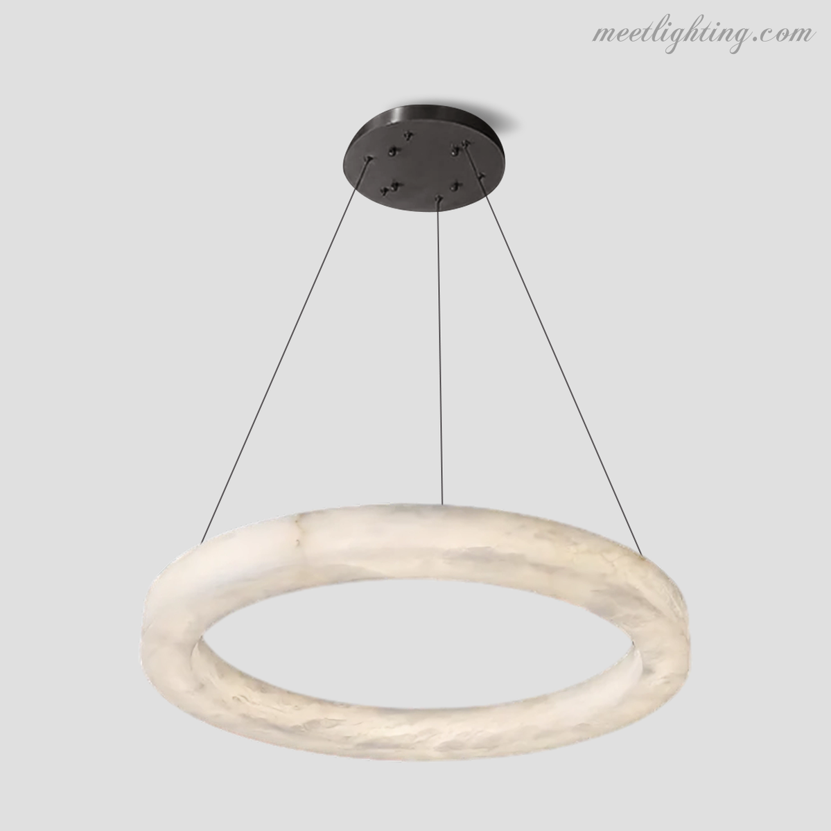 Circular Alabaster LED Ceiling Light with Brass Frame for Dining Room & Living Room | Modern Flush Mount Fixture | Thomler