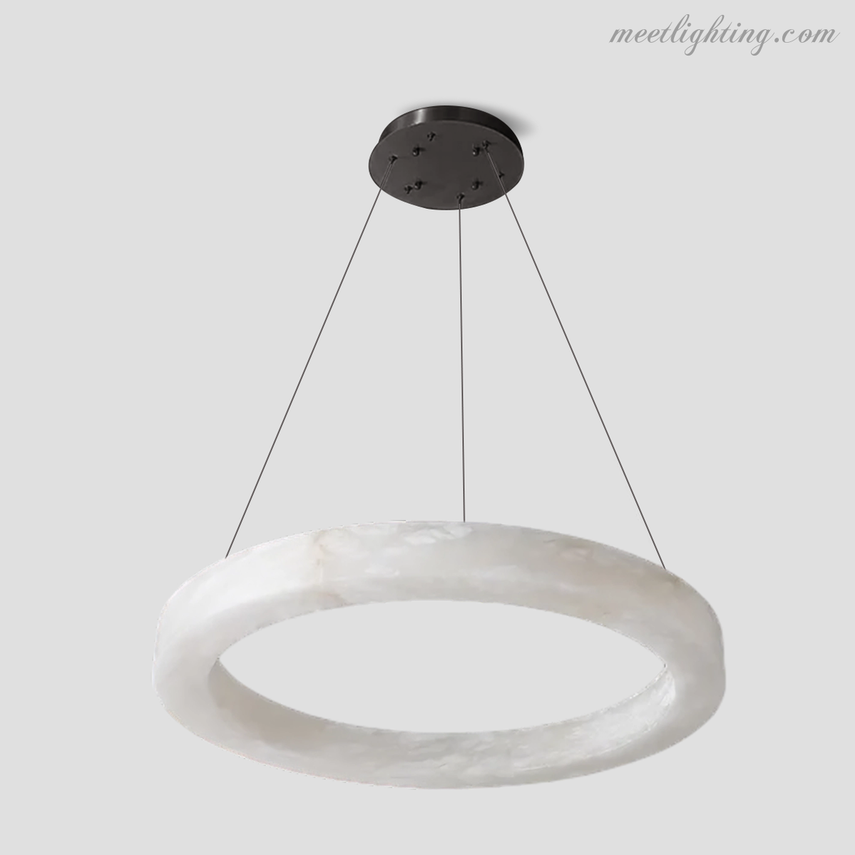 Circular Alabaster LED Ceiling Light with Brass Frame for Dining Room & Living Room | Modern Flush Mount Fixture | Thomler