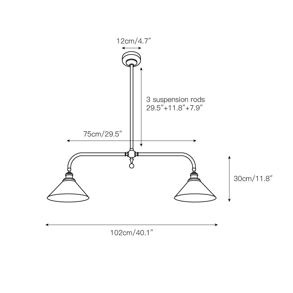 Double-Head Island Pendant Light with Cone Shades – Brushed Metal Finish | Thomler