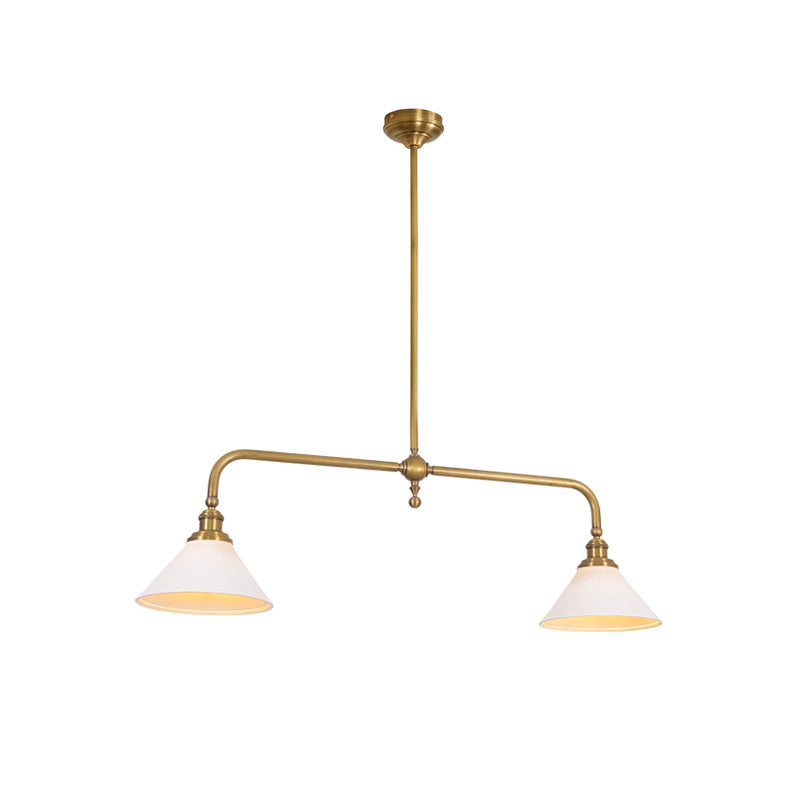 Double-Head Island Pendant Light with Cone Shades – Brushed Metal Finish | Thomler