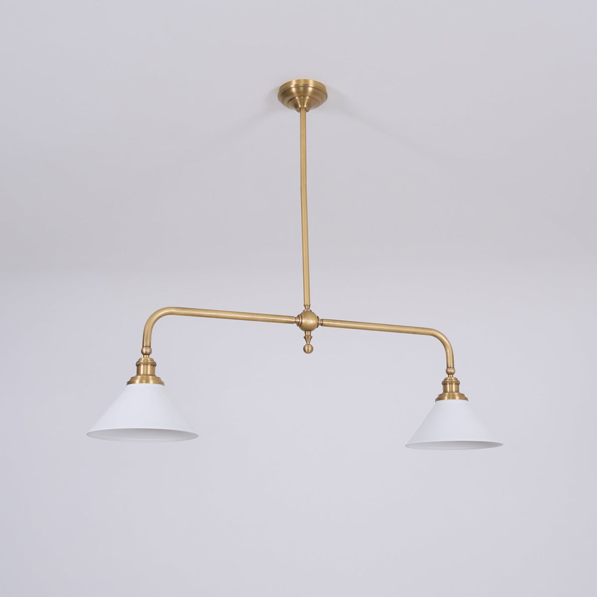 Double-Head Island Pendant Light with Cone Shades – Brushed Metal Finish | Thomler