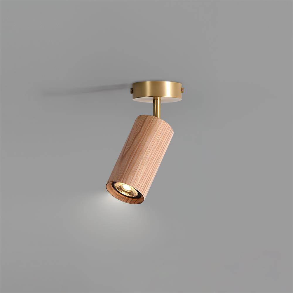 Track Light Walnut Wood Adjustable 31.4 in Multi-Head Ceiling Fixture Gold Finish Living Room Kitchen Hallway Lighting | Thomler