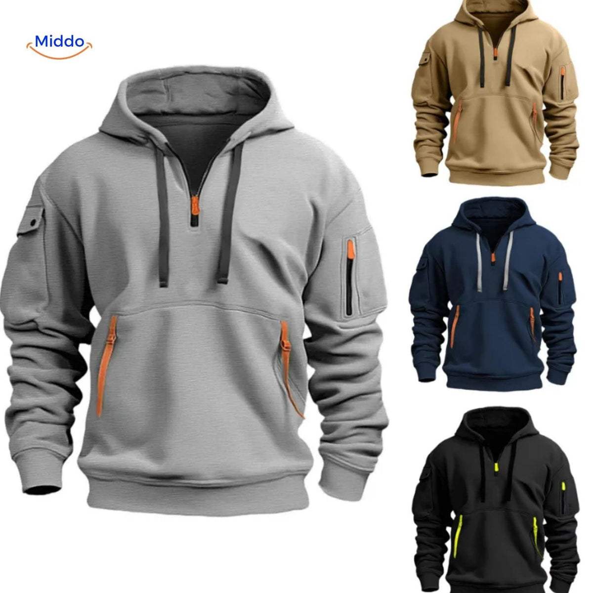 Everyday Zip-Up Hoodie Sweatshirt with Hood & Pockets – Soft Breathable Cotton-Poly Blend for Men – Casual Pullover for Layering All Seasons | Thomler