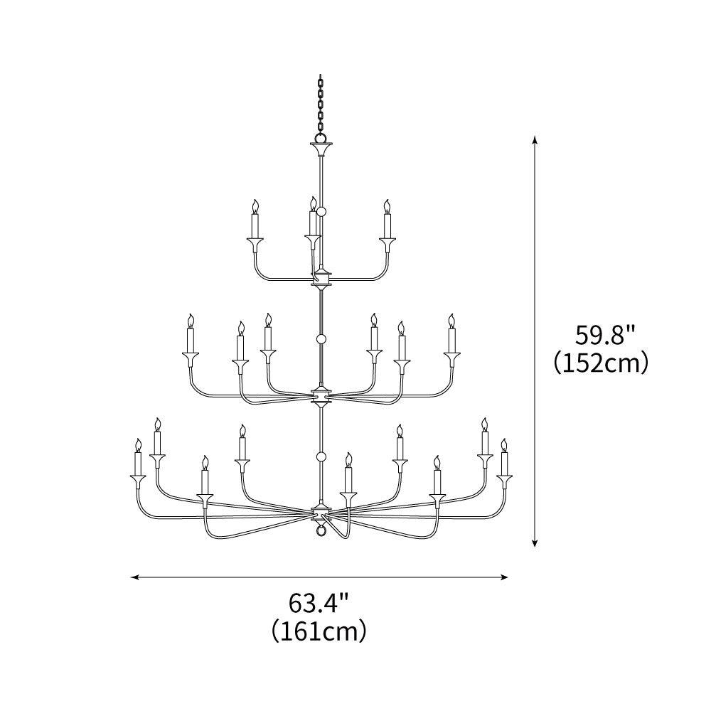 Multi-Arm Statement Chandelier for Foyer and Dining Rooms 63 in Adjustable Height Brass Bronze Metal Ceiling Light Large Interior Fixture fo | Thomler