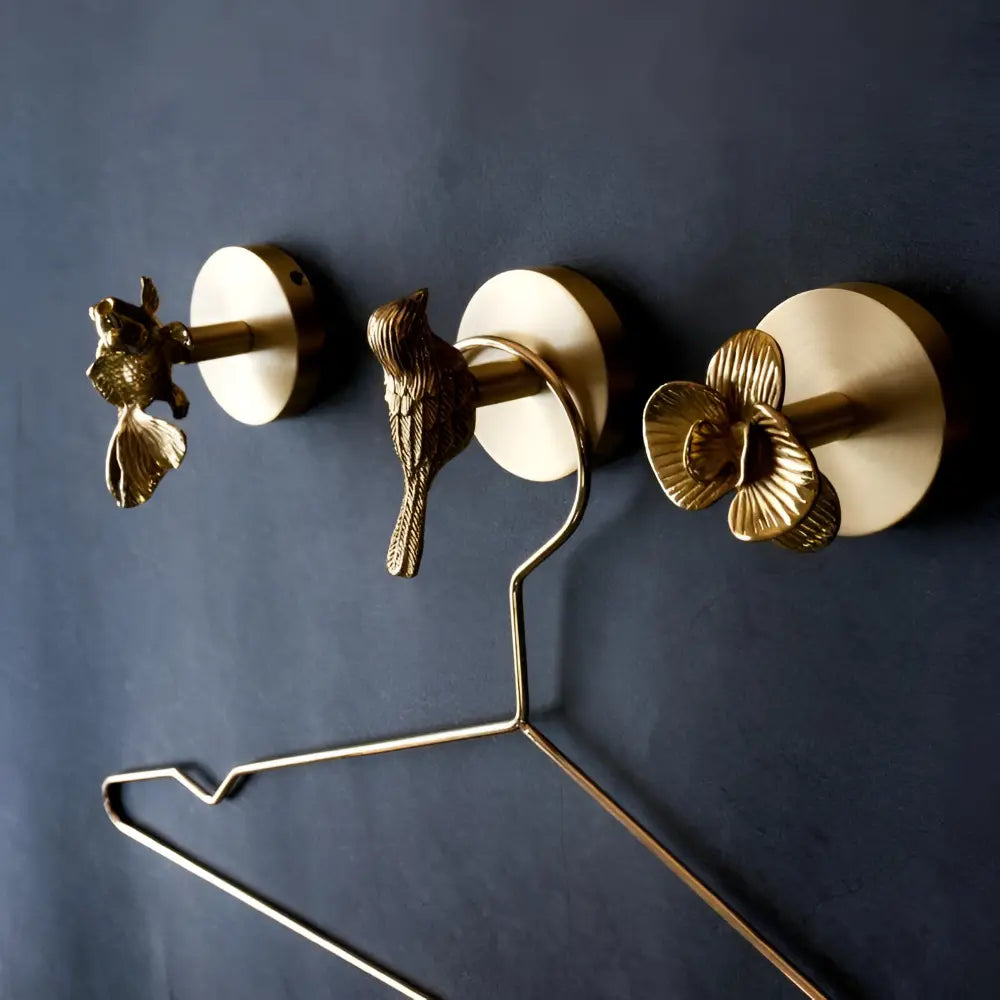 Tier-Wandhaken aus Massivmessing – 6 dekorative Motive mit Goldfinish