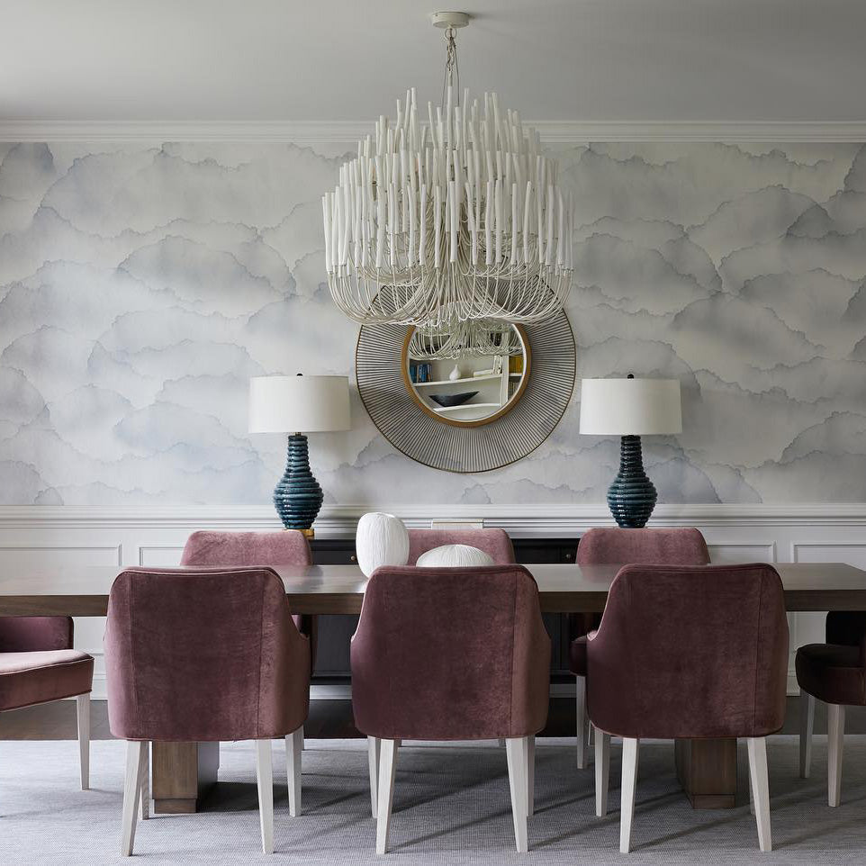 Chandelier Metal 20 in Ivory Modern Dining Room Ceiling Light Decorative Fixture | Thomler