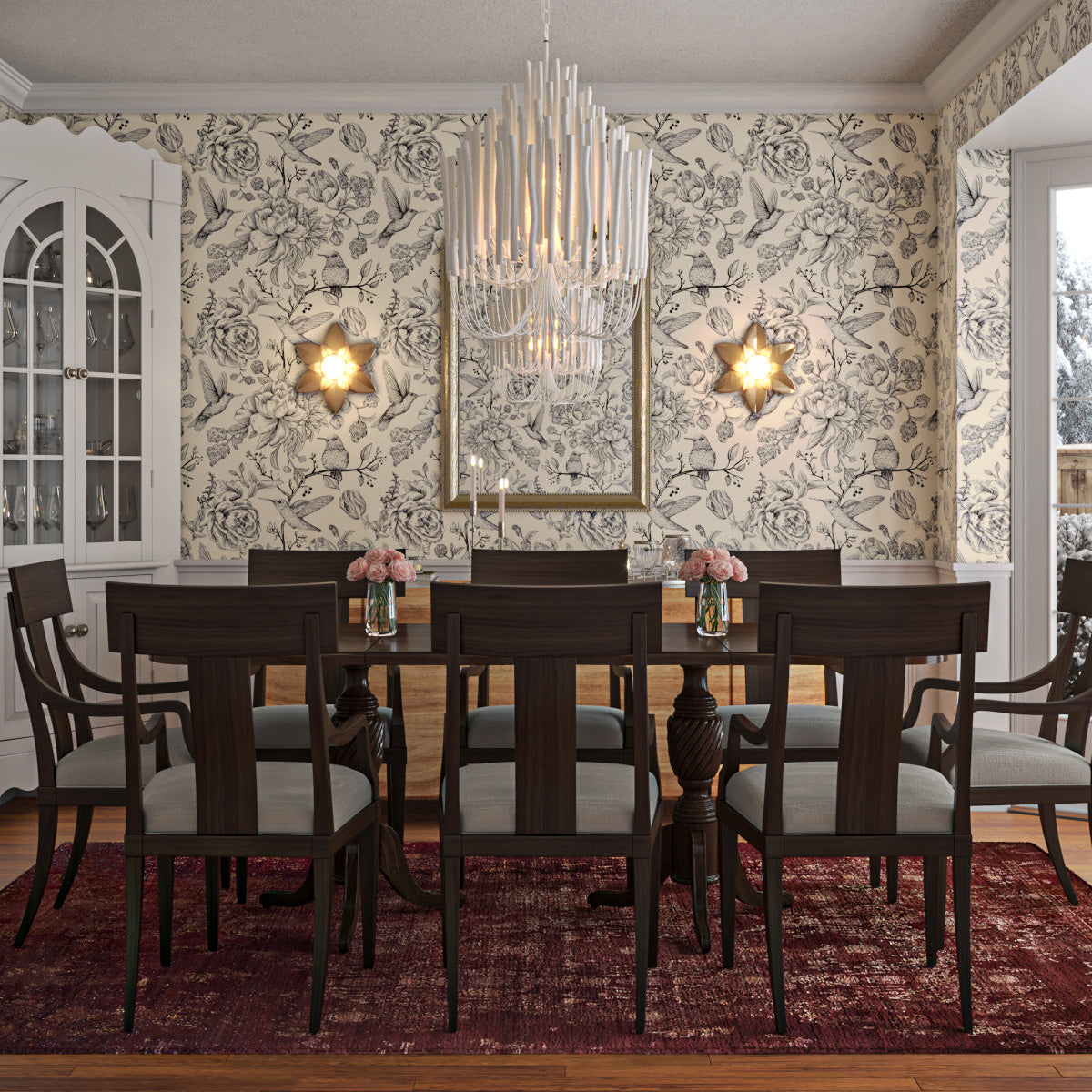 Chandelier Metal 20 in Ivory Modern Dining Room Ceiling Light Decorative Fixture | Thomler