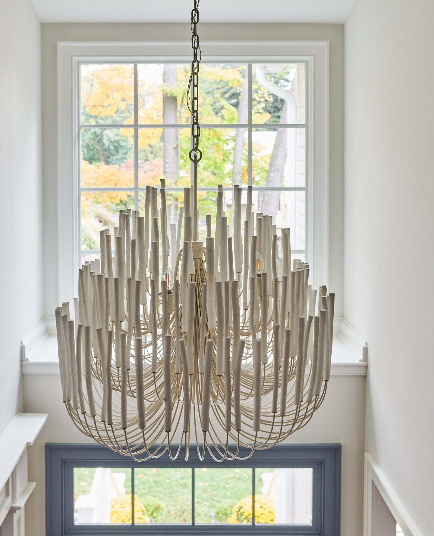 Chandelier Metal 20 in Ivory Modern Dining Room Ceiling Light Decorative Fixture | Thomler