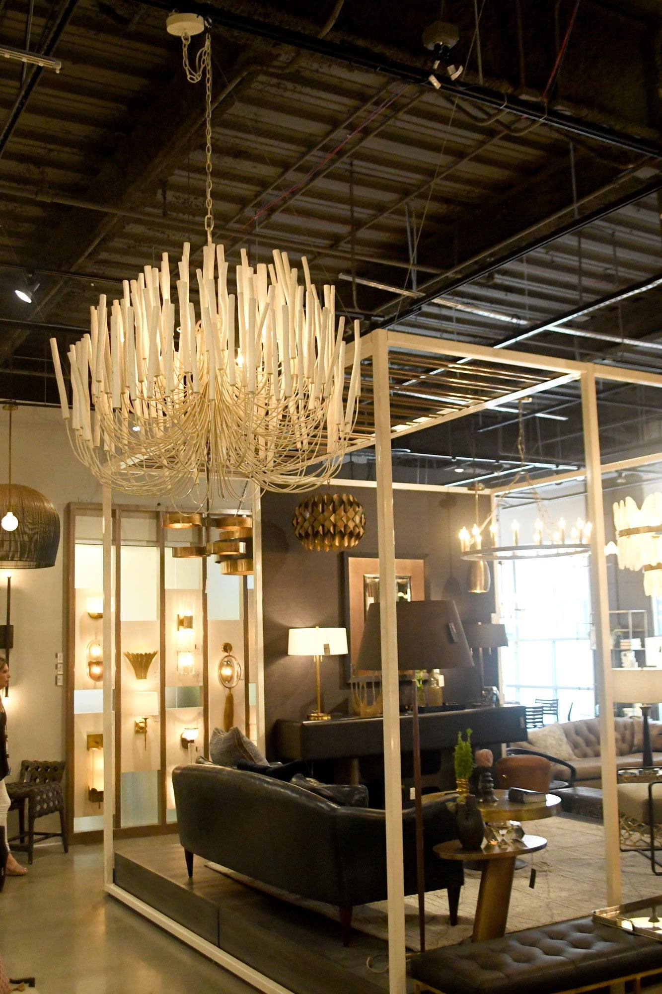 Chandelier Metal 20 in Ivory Modern Dining Room Ceiling Light Decorative Fixture | Thomler