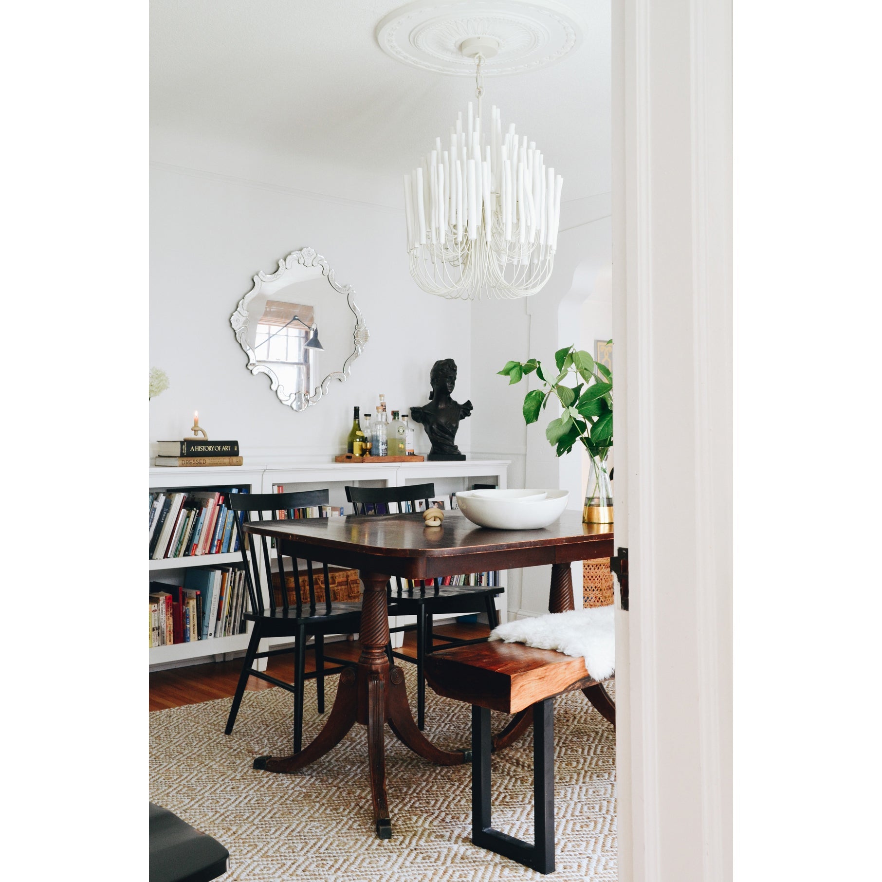 Chandelier Metal 20 in Ivory Modern Dining Room Ceiling Light Decorative Fixture | Thomler
