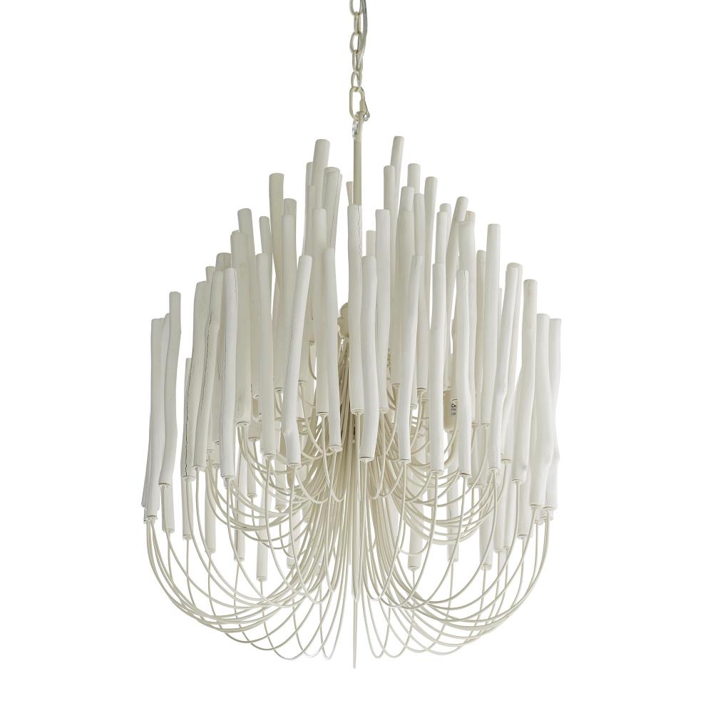 Chandelier Metal 20 in Ivory Modern Dining Room Ceiling Light Decorative Fixture | Thomler