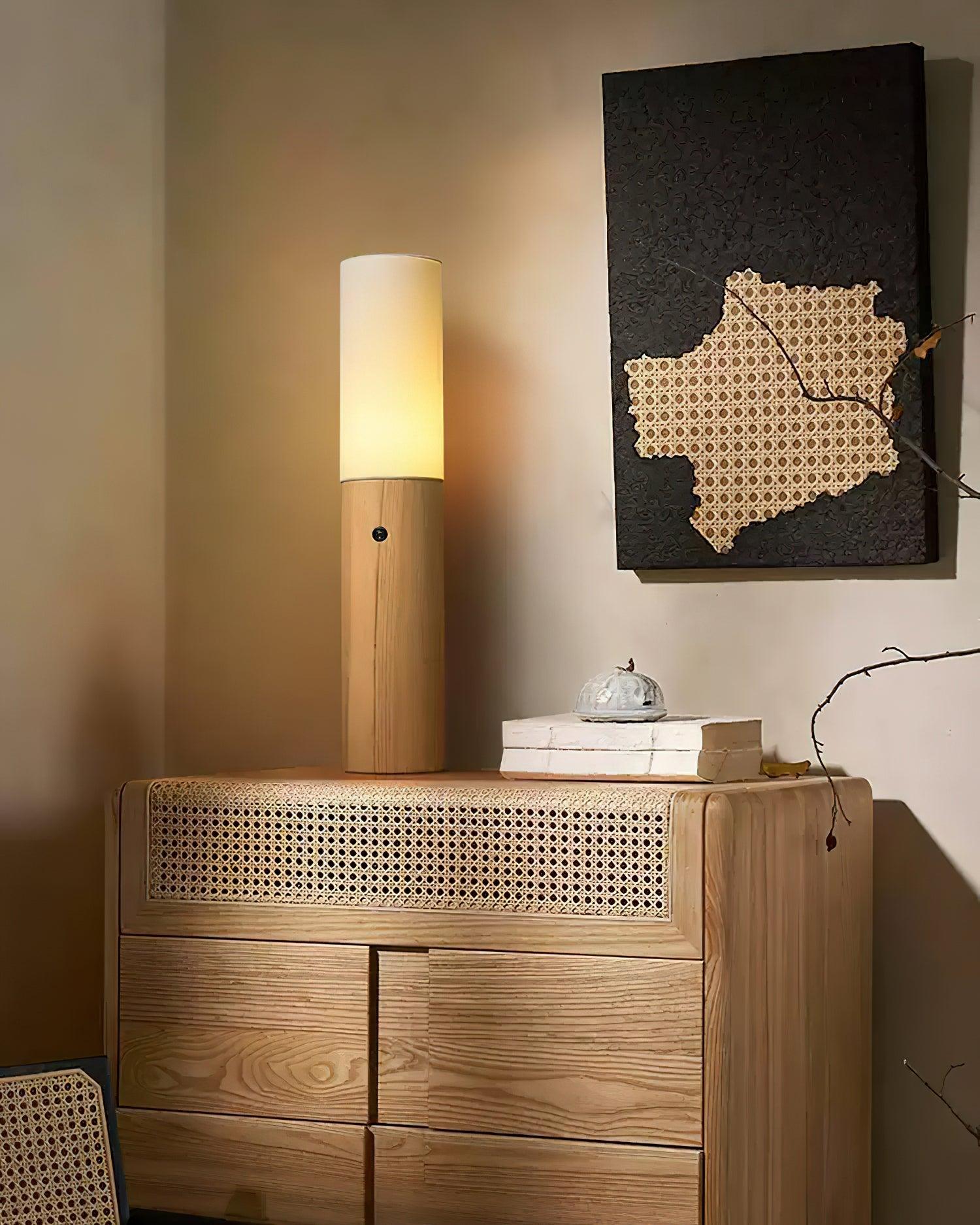 Wooden Standing Lamp 39 Inches Tall with Adjustable LED Light for Bedroom Living Room Reading Nook Slim Profile Modern Corner Lighting | Thomler