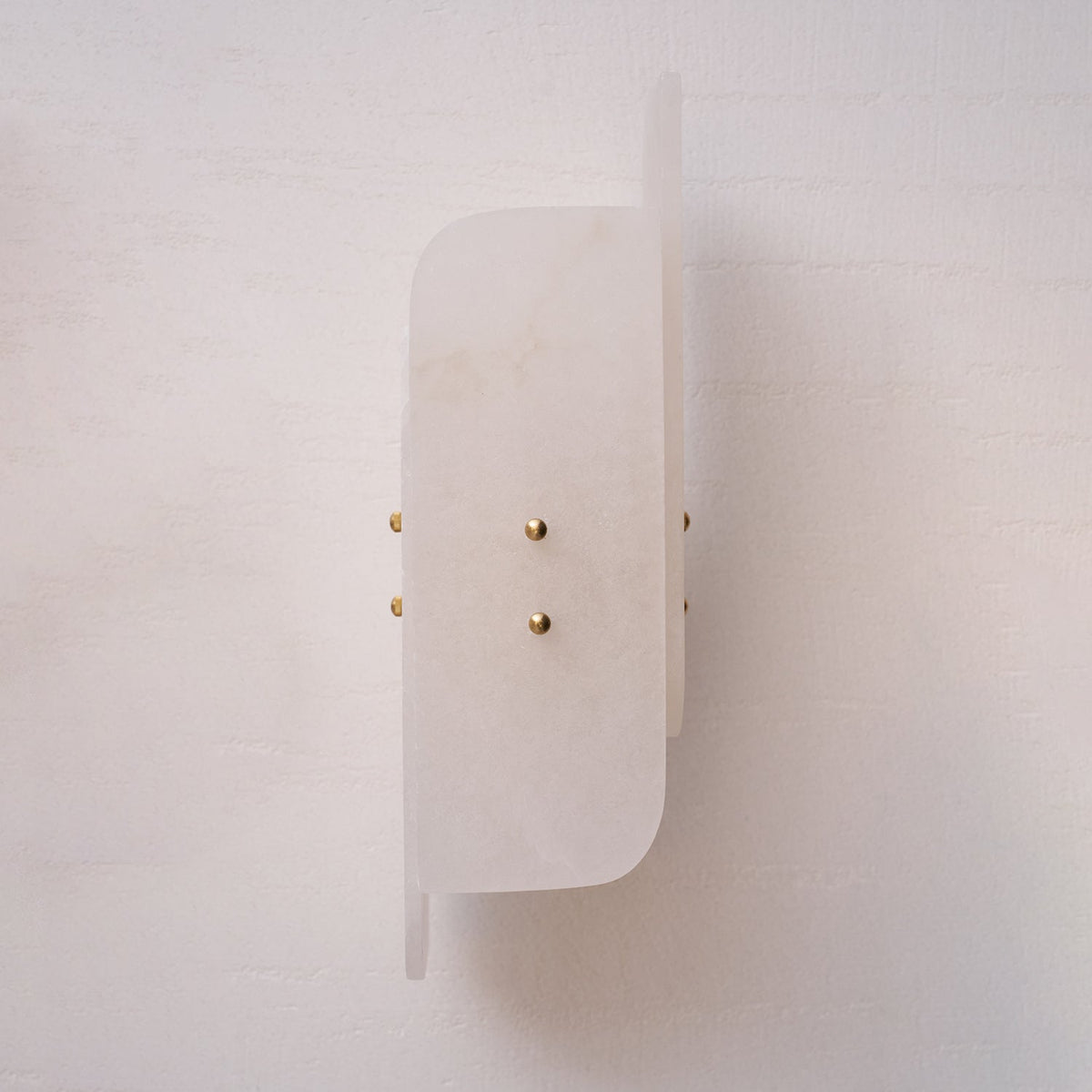 Hand-Carved Spanish Stone Sconce with Brass or Wood Frame – Natural Translucent Wall Light for Living Room & Hallway | Thomler