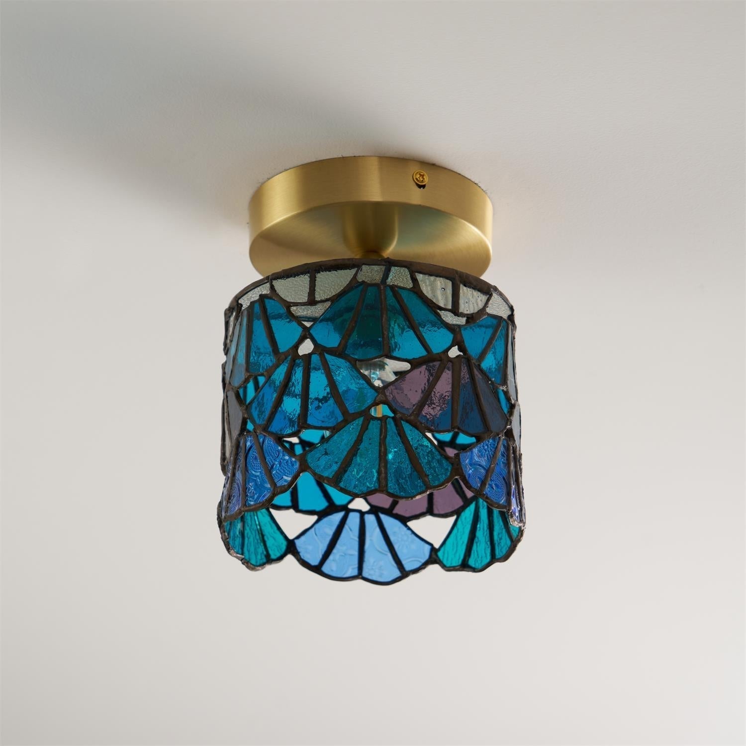 Ceiling Light Glass Mosaic 20.0 cm E14 Blue Pink Bathroom Hallway Decorative Lamp Atmosphere Accent Lighting | Thomler