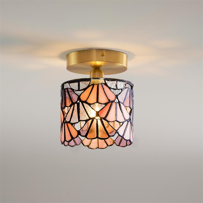 Ceiling Light Glass Mosaic 20.0 cm E14 Blue Pink Bathroom Hallway Decorative Lamp Atmosphere Accent Lighting | Thomler
