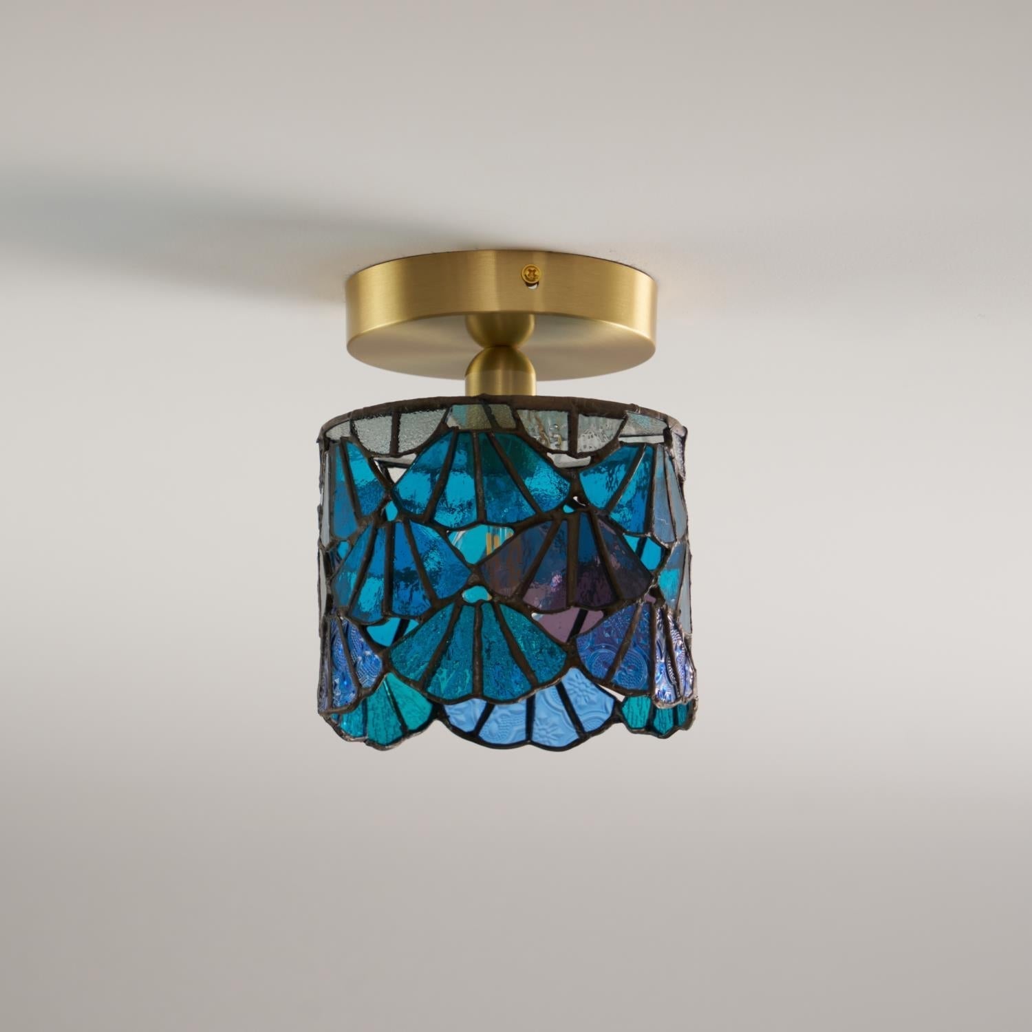 Ceiling Lamp Glass Mosaic E14 Blue Pink Bathroom Hallway Compact Tiffany Style Lighting Fixture | Thomler