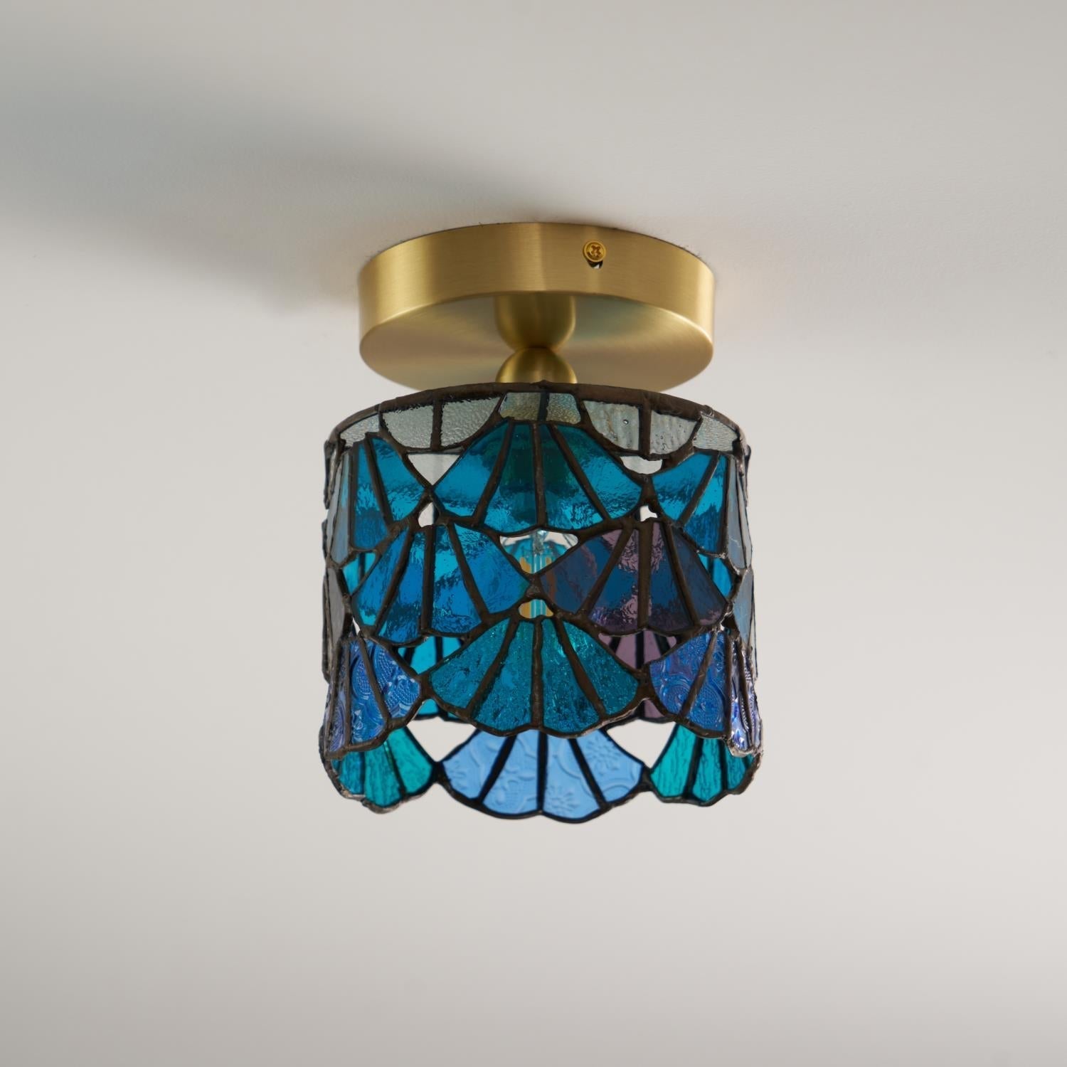 Ceiling Light Glass Mosaic 20.0 cm E14 Blue Pink Bathroom Hallway Decorative Lamp Atmosphere Accent Lighting | Thomler