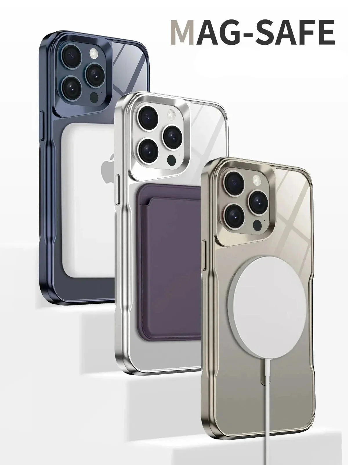 Translucent Hard Shell Case with Magnetic Charging for iPhone 12-17 – Metallic Finish, Raised Edges, Shock Protection | Thomler