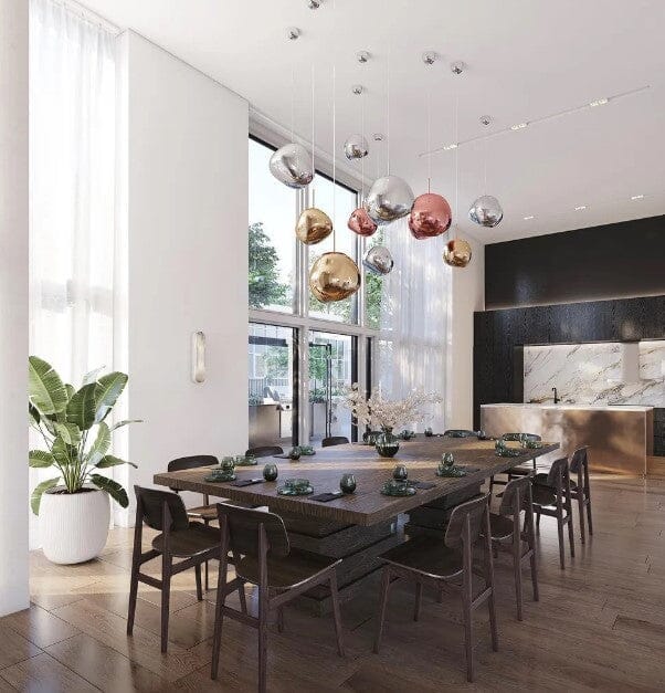 Pendant Light Mirrored Glass Sphere E27 Adjustable Dining Room Kitchen Island Hanging Ceiling Lamp | Thomler