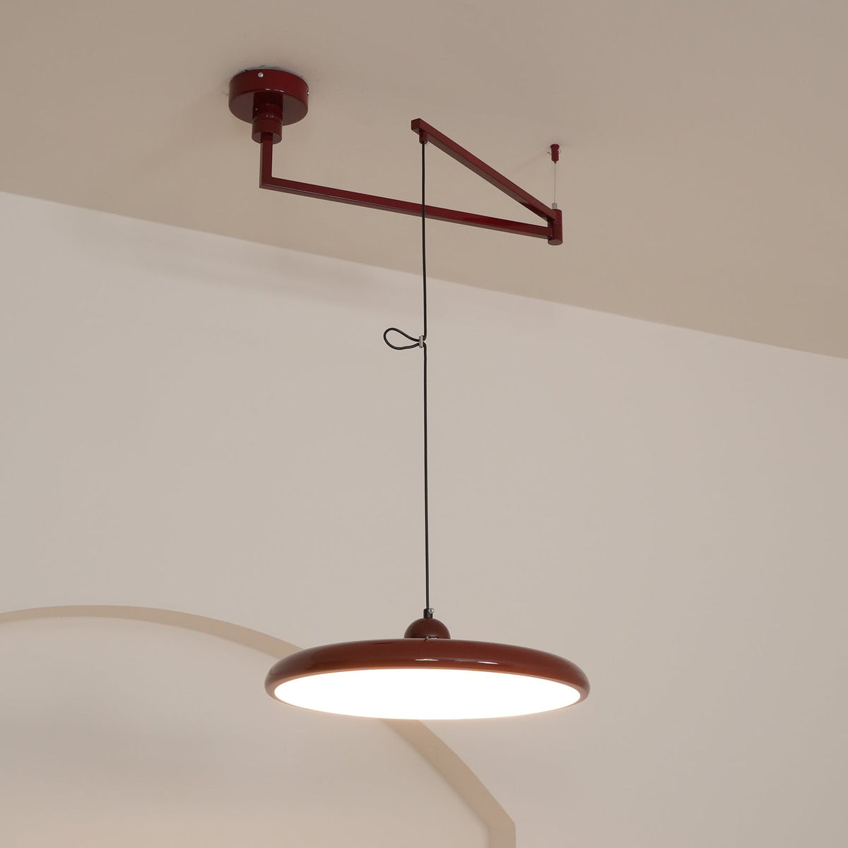 Adjustable Swing Arm Pendant Light with Round Metal Shade for Kitchen Island & Workspace | Thomler
