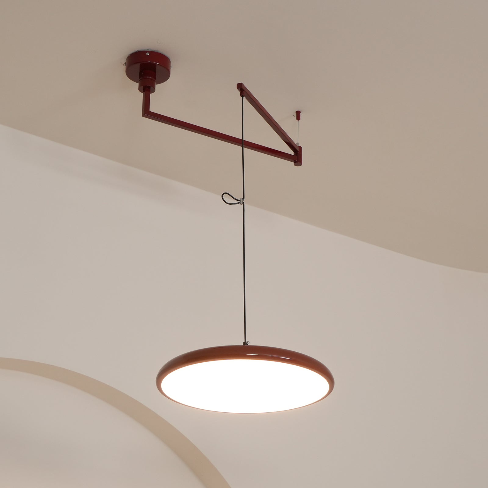 Pendant Light Metal Acrylic Adjustable Arm LED Red Dining Room Living Space Hanging Ceiling Lamp Industrial Style | Thomler