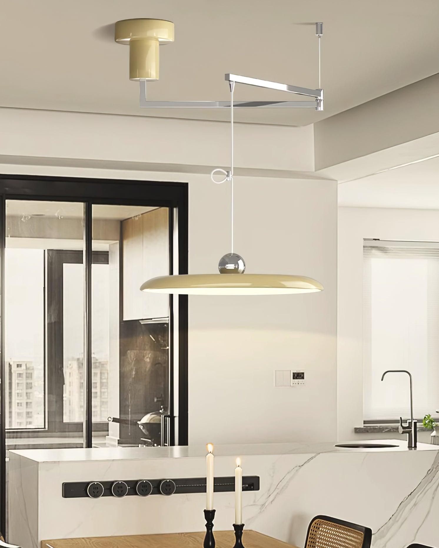 Pendant Light Acrylic 15.7 in Adjustable Yellow Dining Room Kitchen Ceiling Lamp Modern LED Lighting | Thomler