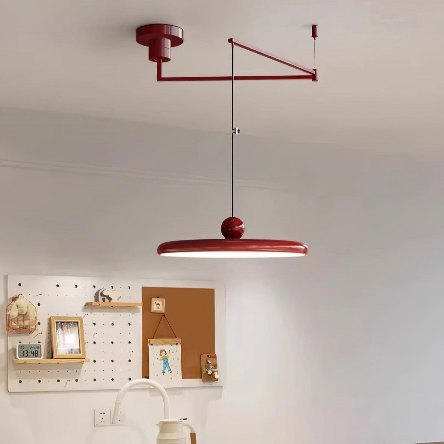 Pendant Light Metal Acrylic Adjustable Arm LED Red Dining Room Living Space Hanging Ceiling Lamp Industrial Style | Thomler