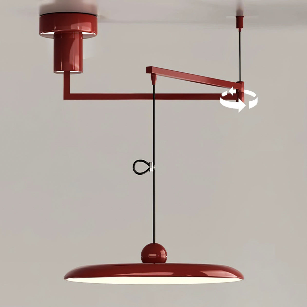 Pendant Light Metal Acrylic Adjustable Arm LED Red Dining Room Living Space Hanging Ceiling Lamp Industrial Style | Thomler