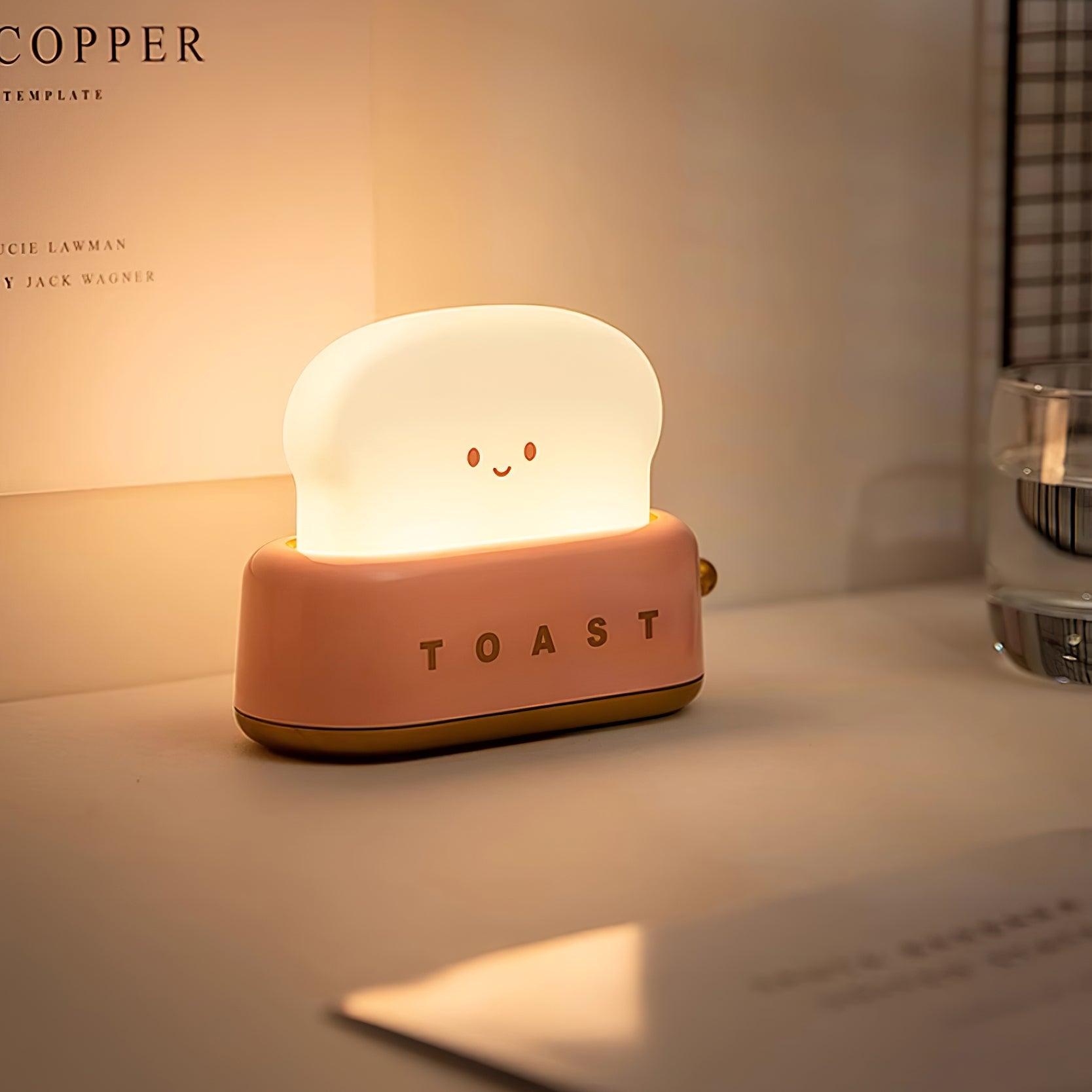 Night Light Plastic Toaster Shape 5.3 in Warm White Bedroom Desk Decorative Lamp USB LED Compact Portable | Thomler