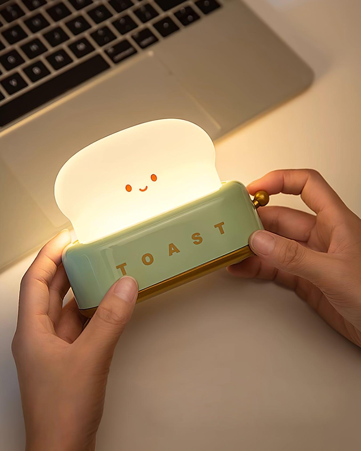 Night Light Plastic Toaster Shape 5.3 in Warm White Bedroom Desk Decorative Lamp USB LED Compact Portable | Thomler